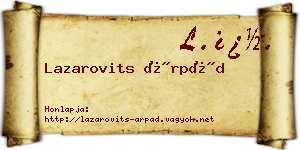 Lazarovits Árpád névjegykártya