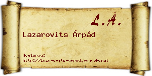 Lazarovits Árpád névjegykártya