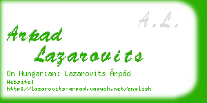 arpad lazarovits business card