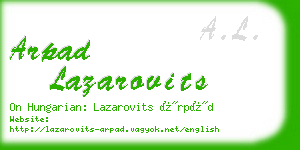 arpad lazarovits business card
